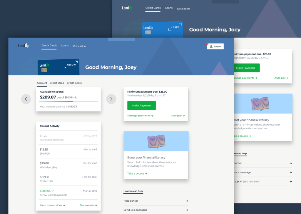 The LendUp Card Dashboard