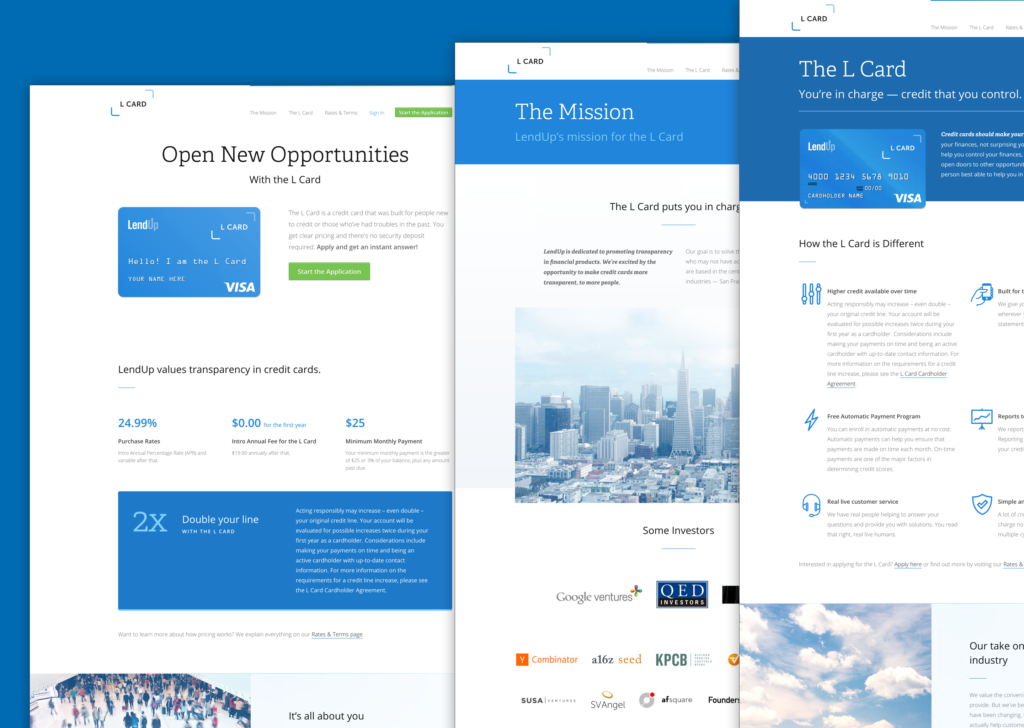 The original L Card marketing pages.