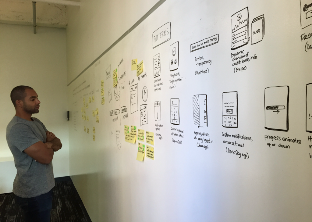 My engineering colleague Ray, contemplating sketches at a sprint.